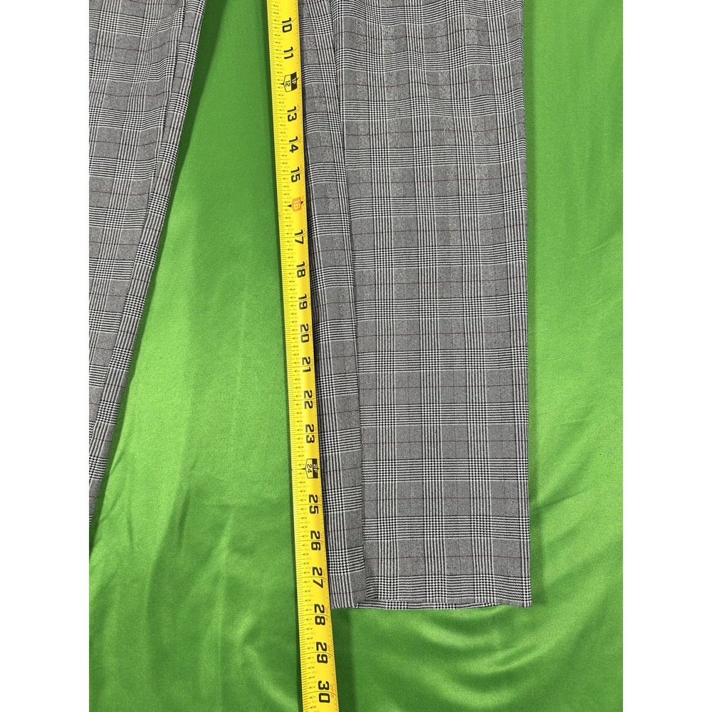 Violets & Roses Women Grey Glen Plaid Slim Fit Trousers Size 12/31 High Rise - Picture 3 of 7